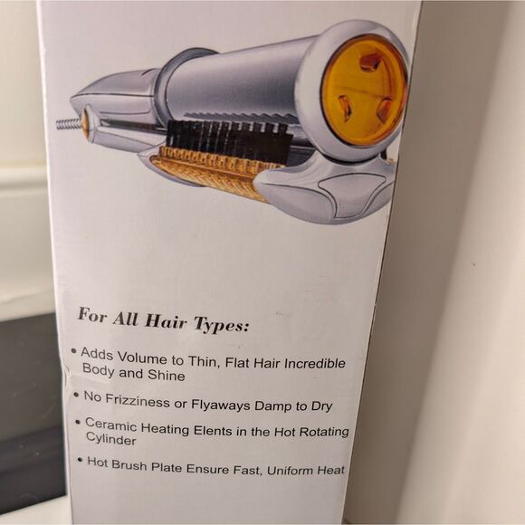 Rotating Spinning Hot Brush Styling Iron - Silver&Orange - with Comb - Picture 6 of 6